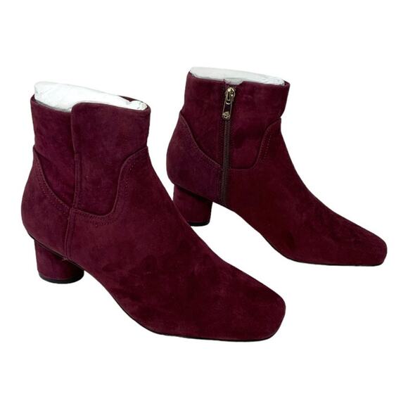 Draper James Bethany Suede Cylinder Block Heel Bootie Burgundy 8 NWT $175 MSRP - Picture 2 of 8